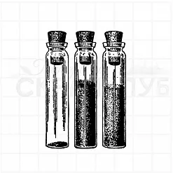 Штамп "Колбы с химикатами", 1,2х6,2 см (Скрапклуб)