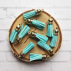 Набор украшений "Кисточки бирюзовые с золотым колпачком" Набор украшений "Кисточки бирюзовые с золотым колпачком"