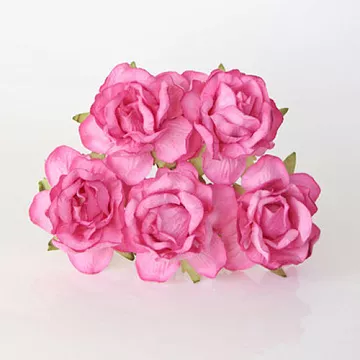 Букет больших кудрявых роз "Розовый", 4 см, 5 шт (Craft)