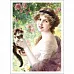 Тканевая карточка мини "Красавицы. С котенком" (ScrapMania)