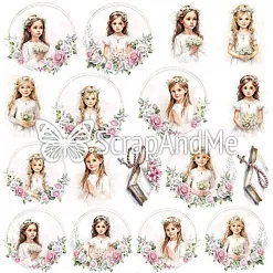 Бумага 30х30 см "Pink Roses. First Communion Girl 3" (ScrapAndMe)
