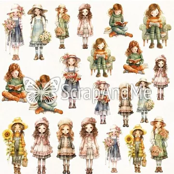 Бумага 30х30 см "Watercolors. Girls" (ScrapAndMe)