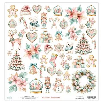 Бумага 30х30 см "Pastel Christmas Moments. Для вырезания" (Mintay)