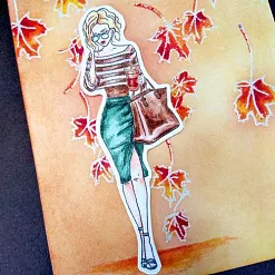 Штамп "Девушка с напитком", 3,4х10 см (Скрапклуб)