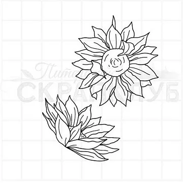 Штамп "Подсолнухи", 4,5х4,5 см (Скрапклуб)