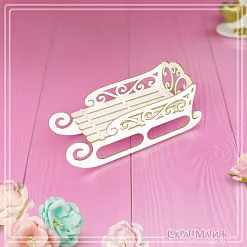 Чипборд 3D "Санки", 9х4х3,4 см (СкрапМагия)