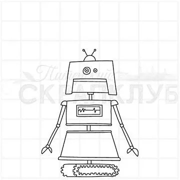 Штамп "Робот 10", 5х6,5 см (Скрапклуб)