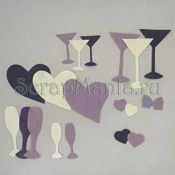 Набор фигурных вырубок "Свадьба", фиолетовые оттенки Набор фигурных вырубок "Свадьба", фиолетовые оттенки