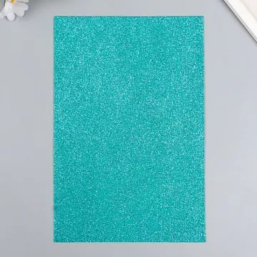 Лист фоамирана с глиттером 20х30 см "Бирюзовый", толщина 2 мм
