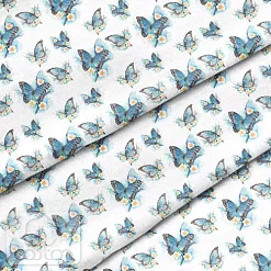 Отрез ткани 39х50 см "Голубые бабочки" (Cotton)