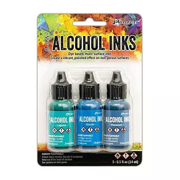 Набор алкогольных чернил Tim Holtz "Teal/Blue Spectrum", 3 шт (Ranger)