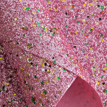 Отрез экокожи А4 "Блестки и звездочки. Розовый"