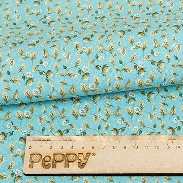 Отрез ткани 50х55 см "Версальские сады. Зеленые веточки на голубом" (Peppy)