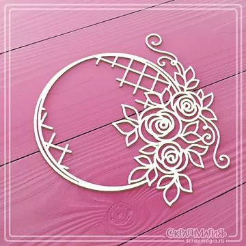 Чипборд "Круглая рамка с розами" (СкрапМагия)