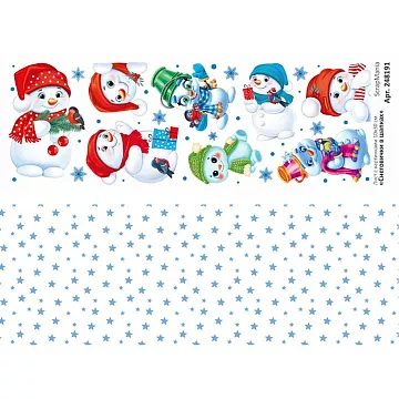 Лист с картинками 10х30 см "Снеговички в шапках" (ScrapMania)