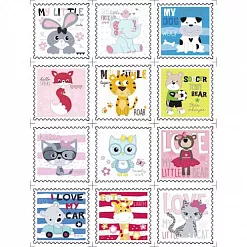 Тканевая карточка "Марки. Зверята" (ScrapMania)