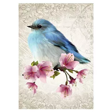 Тканевая карточка "Оттенки аквамарина. Райская птица" (ScrapMania)