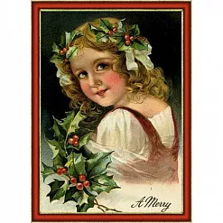 Тканевая карточка "Английское Рождество. Веночек из омелы" (ScrapMania)