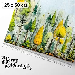 Отрез ткани 25х50 см на обложку блокнота "СуперБабушка. Лес" (ScrapMania)