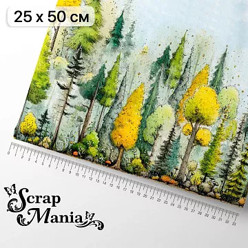 Отрез ткани 25х50 см на обложку блокнота "СуперБабушка. Лес" (ScrapMania)
