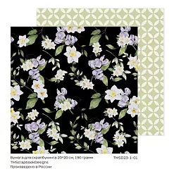 Бумага 20х20 см "Цветочная ферма. Черно-зеленый" (ScrapbookDesigns)