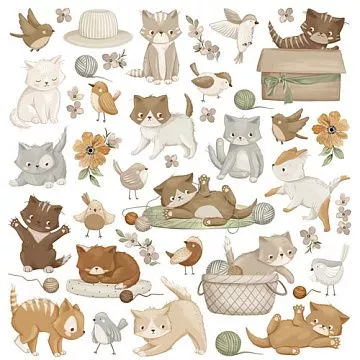 Бумага 20х20 см "Веселые хвостики. Для вырезания. Мур-мяу" (PaperHome)