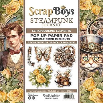 Набор бумаги 15х15 см "Steampunk journey. Для вырезания", 24 листа (ScrapBoys)