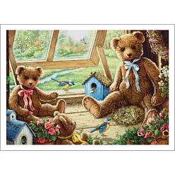Тканевая карточка мини "Плюшевая семейка. У окна" (ScrapMania)