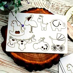 Набор украшений из чипборда "Детство" (Muscari) Набор украшений из чипборда "Детство" (Muscari)