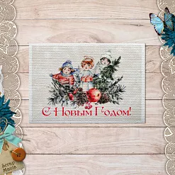 Тканевая карточка "Румяный Новый Год. С Новым годом" (ScrapMania)