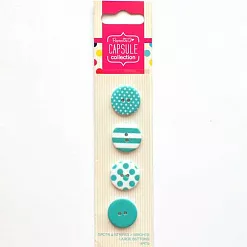 Набор пуговиц "Spots & Stripes Brights", цвет морской волны (DoCrafts)