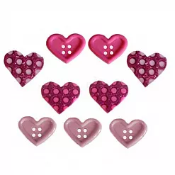 Набор пуговиц "Сердца розовые", с блестками (Dress It Up)