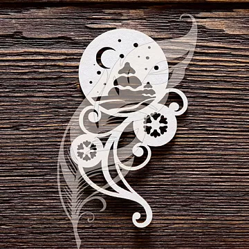 Украшение из чипборда "Новогоднее с завитком" (ArtLines)