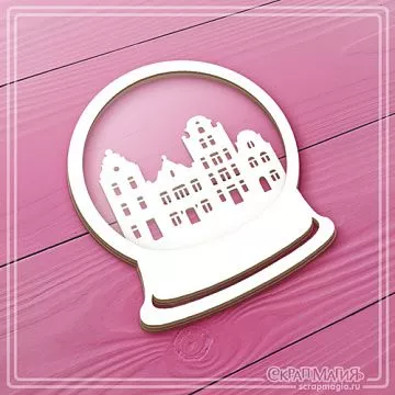 Шейкер "Снежный шар с домиками", 8х9,1 см (СкрапМагия)