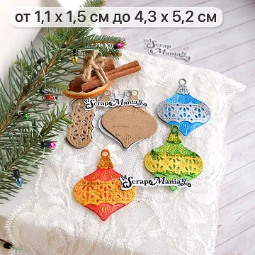 Нож "Сказка на Новый Год. Елочные игрушки. Расписная капелька", 4,3х5,2 см (ScrapMania)