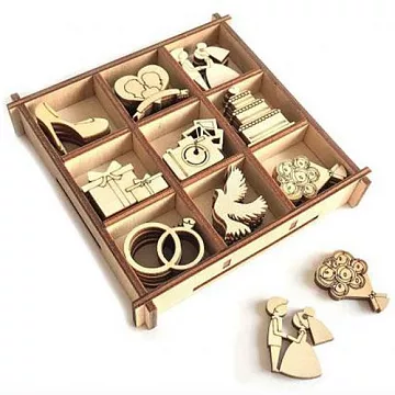 Набор деревянных украшений "Свадебный 1" (Орландо)