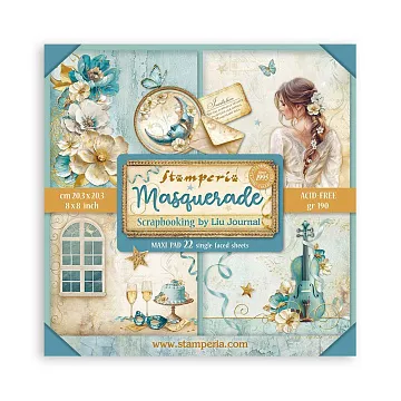 Набор бумаги 20х20 см "Masquerade", 22 листа (Stamperia)
