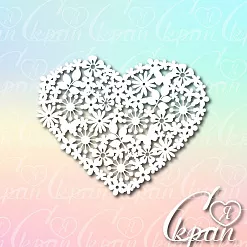 Чипборд "Сердце из цветочков", 9,7х7,9 см (LeoMammy)