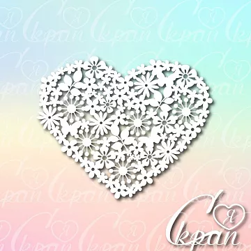 Чипборд "Сердце из цветочков", 9,7х7,9 см (LeoMammy)