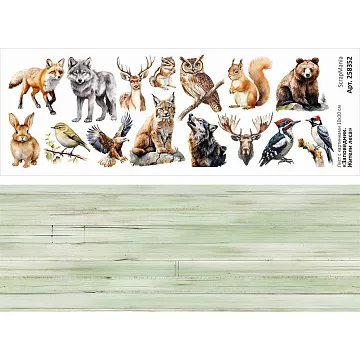 Лист с картинками 10х30 см "Заповедник. Жители леса" (ScrapMania)