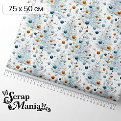 Отрез ткани 75х50 см "Снежинки-мандаринки. Разноцветные снежки" (ScrapMania) Отрез ткани 75х50 см "Снежинки-мандаринки. Разноцветные снежки" (ScrapMania)