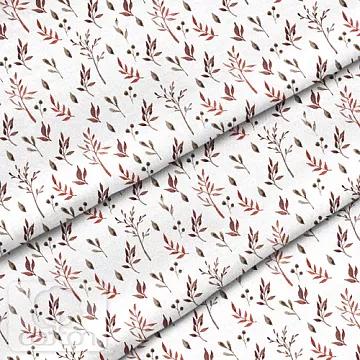 Отрез ткани 79х50 см "Веточки бордо" (Cotton)