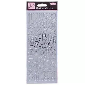 Наклейки 10х24 см "Цифры. Микс", цвет серебряный (DoCrafts)