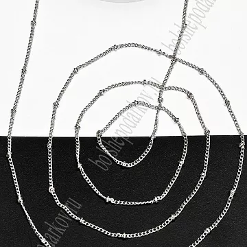 Цепочка "С бусинкой. Серебро", толщина 1,5х1,5 мм, длина 1 м