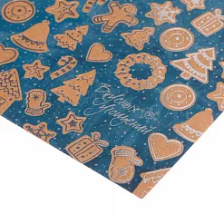 Бумага крафт с фольгированием "Имбирный праздник" (АртУзор)