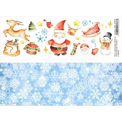 Лист с картинками 10х30 см "Новогодний. Снеговик и олени" (ScrapMania)