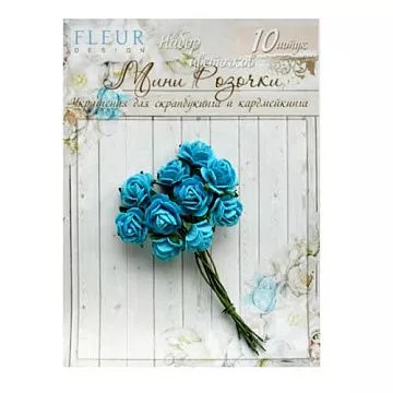 Букет мини-розочек "Бирюзовые", 10 шт (Fleur-design)