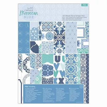 Набор бумаги А4 "Moroccan Blue" с высечками и наклейками, 48 листов (DoCrafts)