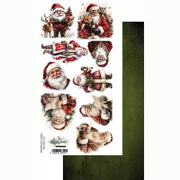 Бумага 15х30 см "Wonderful Christmas Time. Santa. Для вырезания" (Alchemy of Art)