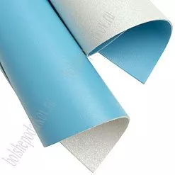 Отрез экокожи А4 с глиттером "Голубой и белый хамелеон, двусторонний Отрез экокожи А4 с глиттером "Голубой и белый хамелеон, двусторонний